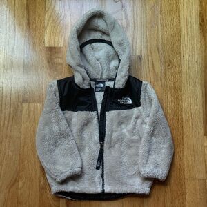 The North Face Black and Cream Hooded Fleece Jacket